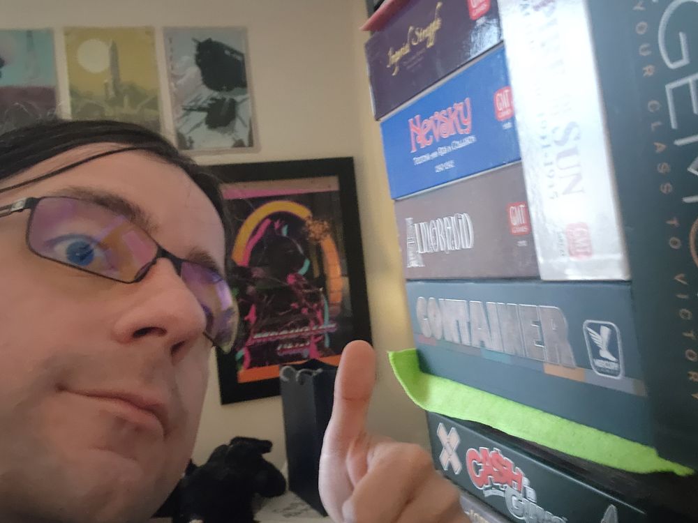 A thumbs up next to a number of board games, specifically 