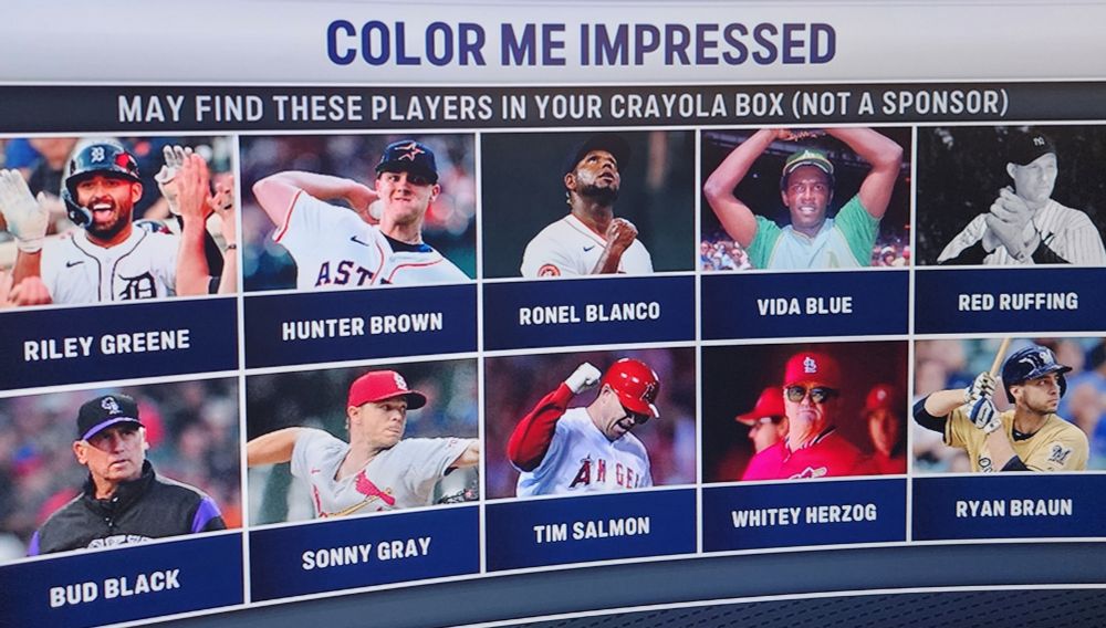 A collection of baseball players that have names that include colors in them.