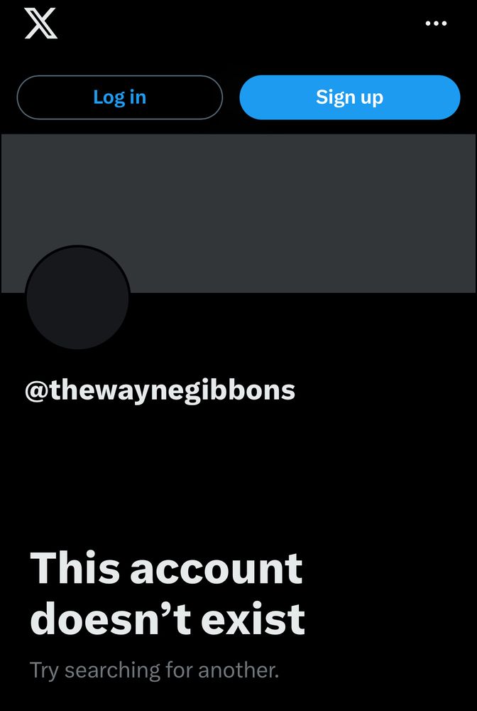 Screenshot showing my previous account on X is now no longer available 