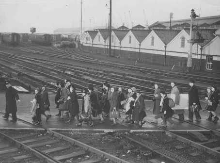 Kindertransport children arriving at Harwich
