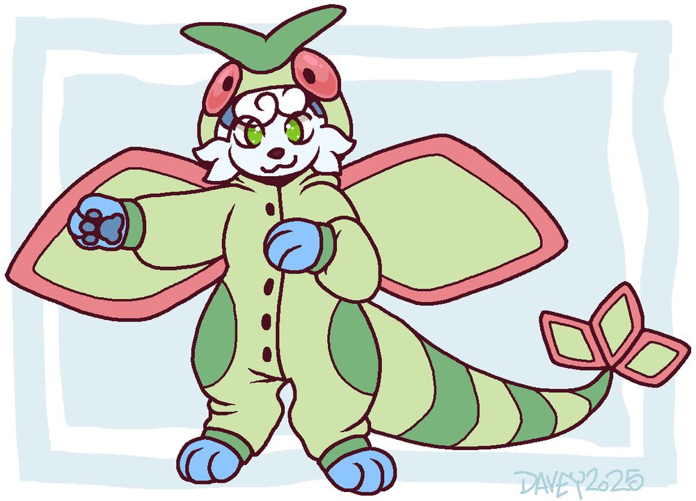 an alolan vulpix wearing a flygon kigu
