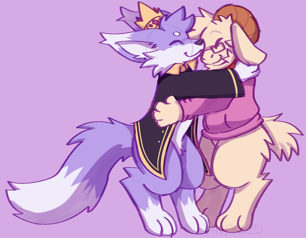 a fennec fox hugging a goat