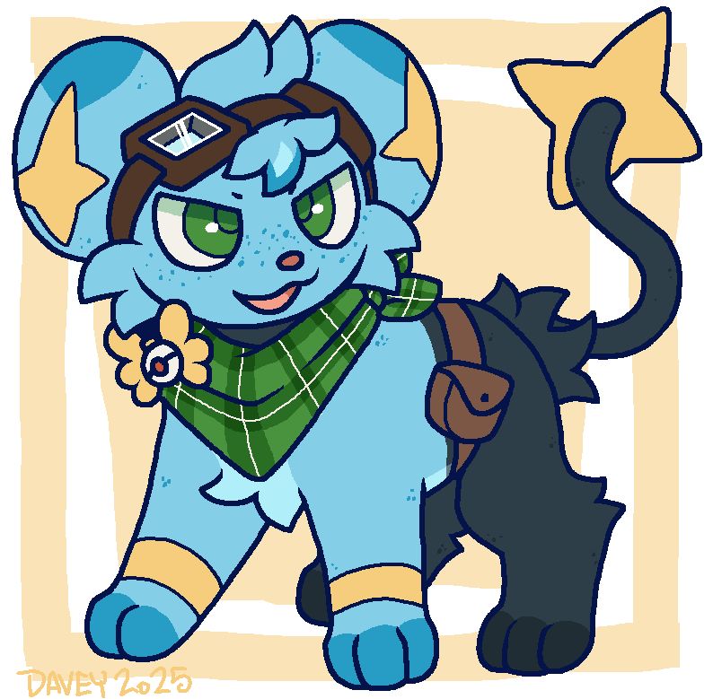a cute little shinx, all fired up and ready for an adventure