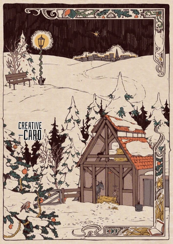 Digital fairytale illustration of a snowy landscape #nature #landscape