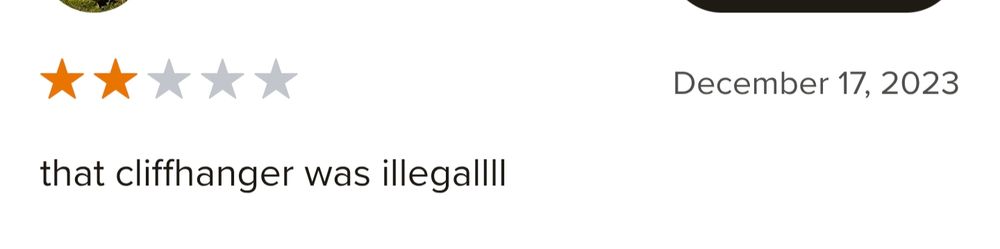 Keynan Masters review. 2 whole stars!

"That cliffhanger was illegalll'