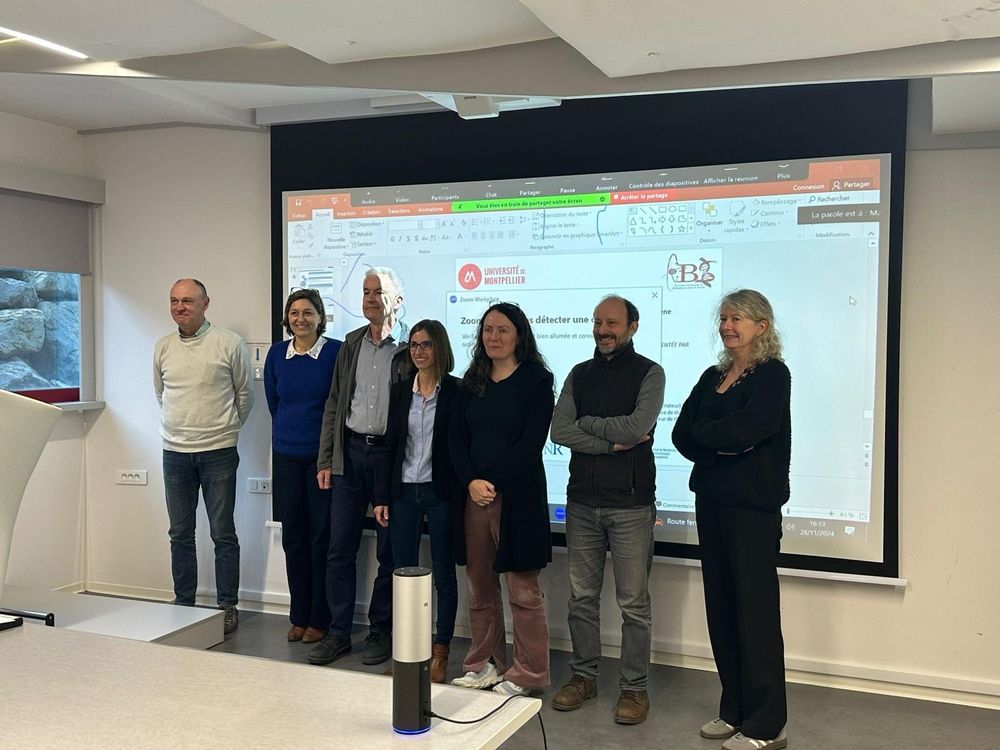 Photo taken after PhD oral defense of Amandine Blanco at the center of the photo, the jury members and myself as a proud PI