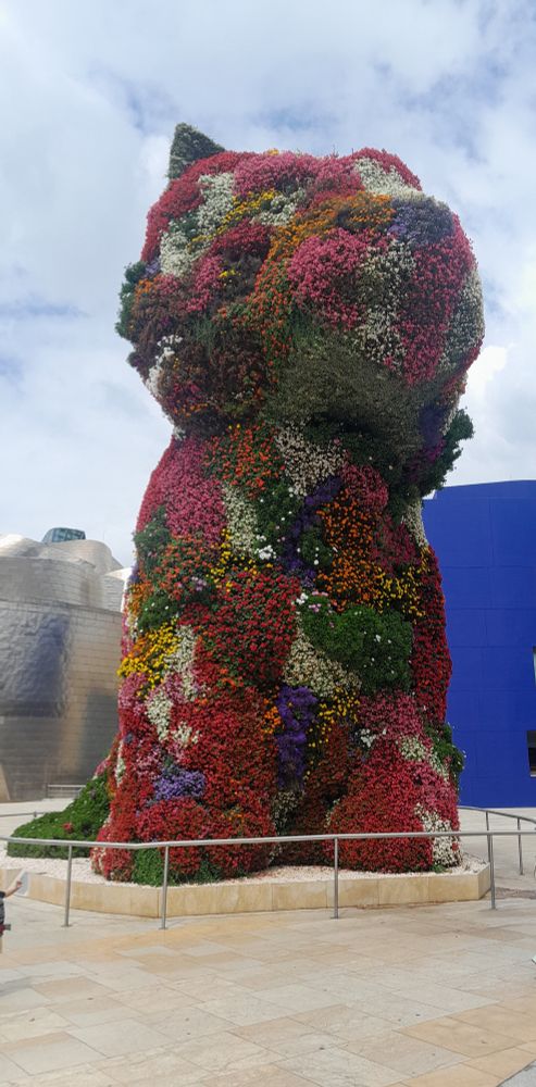 Flower puppy outside the Guggenheim museum in Bilbao