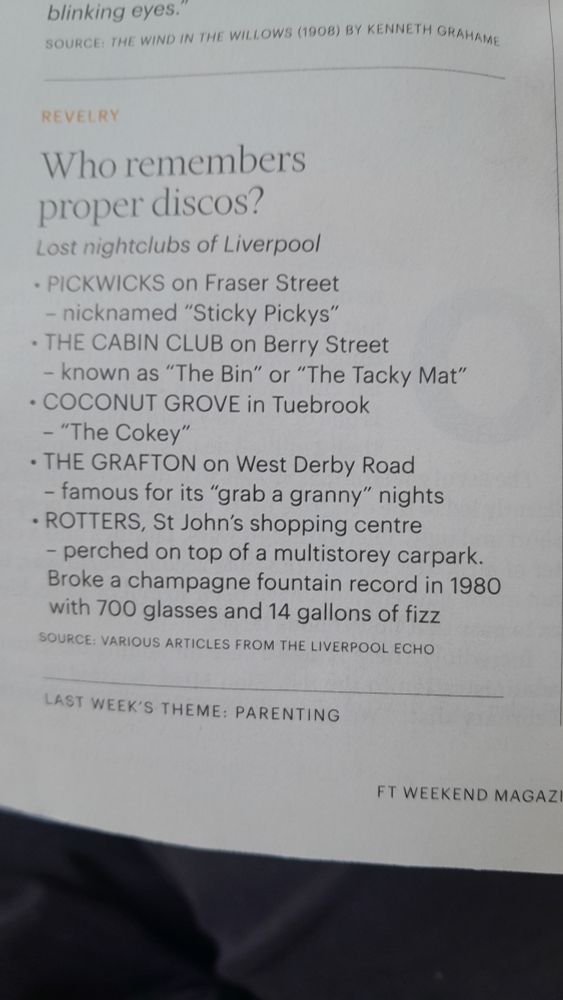 A list of shut down night clubs in Liverpool. 