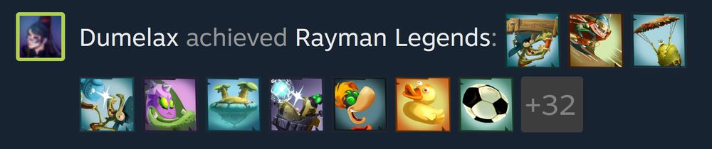 The Steam Activity prompt for achievement earning; featuting me earning 42 achievements in Rayman Legends