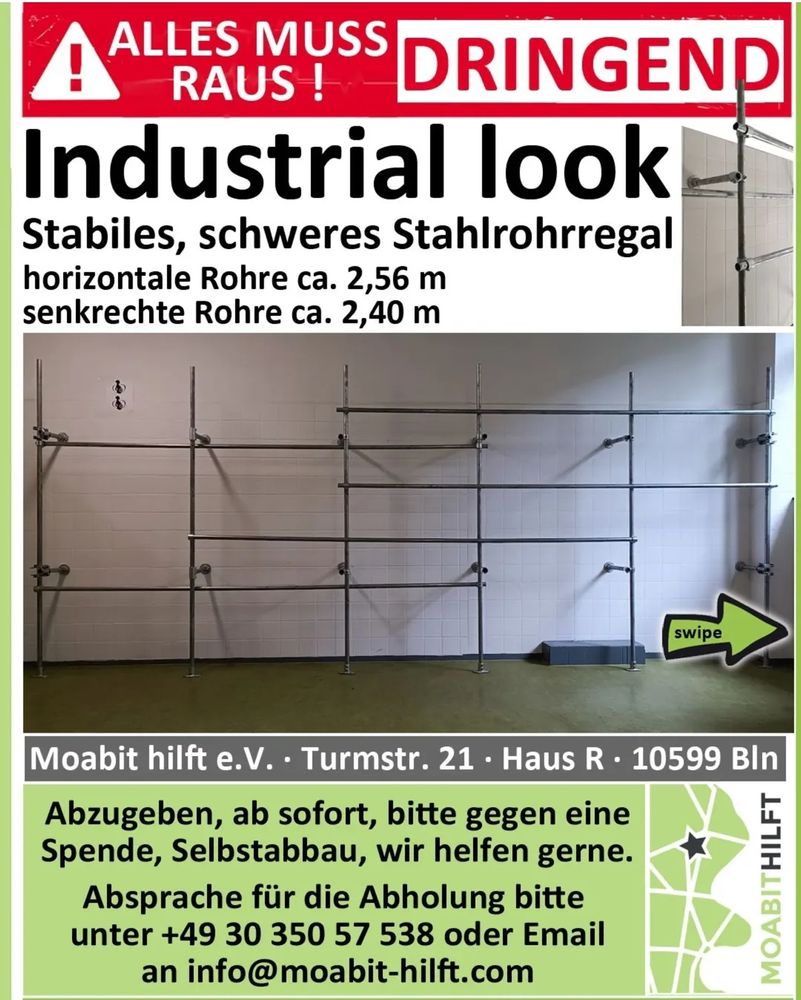 Stabiles schweres Stahlrohrregal.