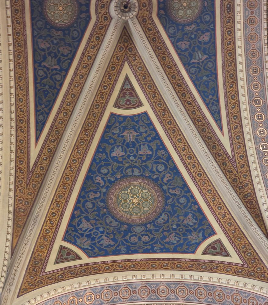 Part of the painted ceiling with oriental patterns.