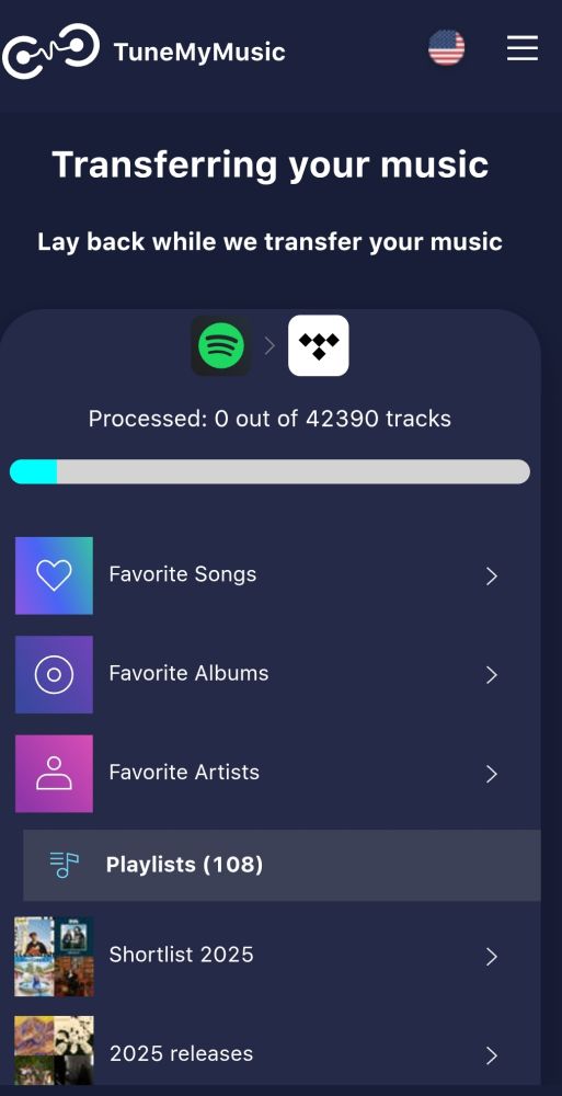 Transferring music from Spotify to Tidal. 