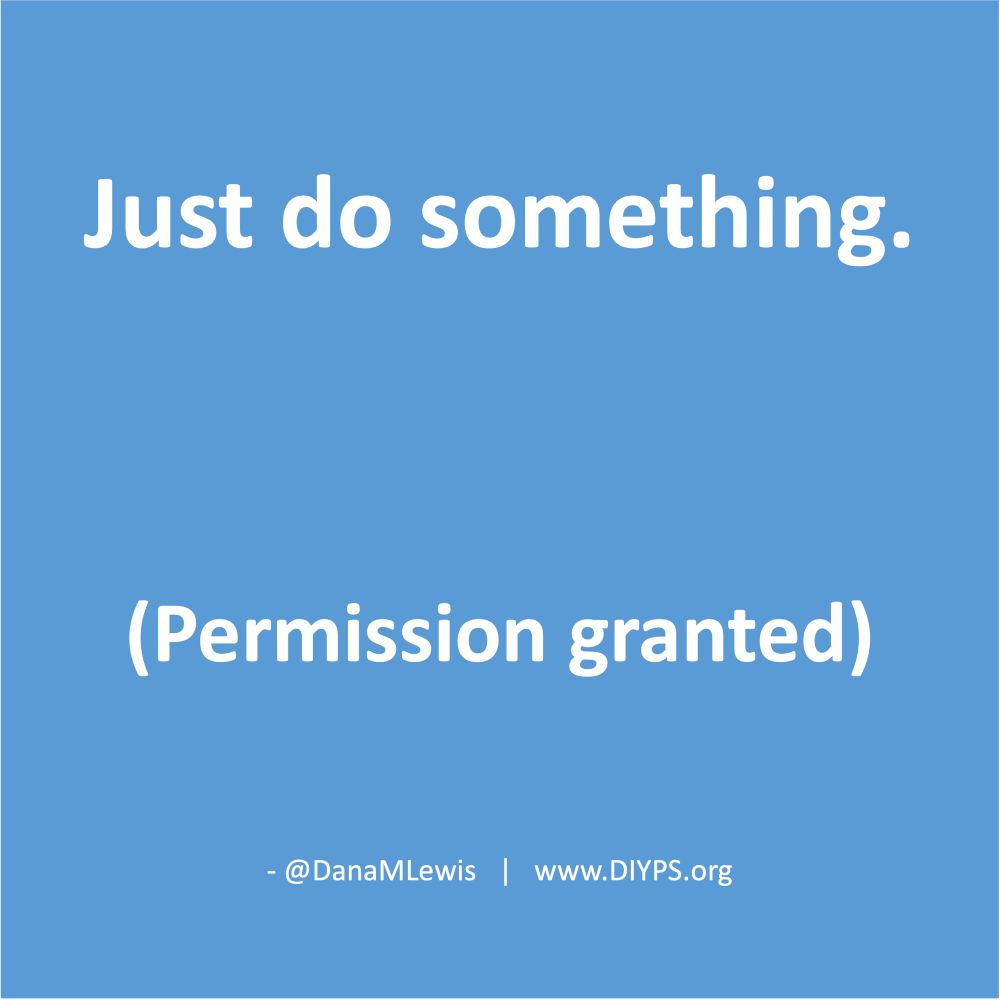 white text on blue background, says "Just do something (permission granted), a blog from @DanaMLewis on DIYPS.org"