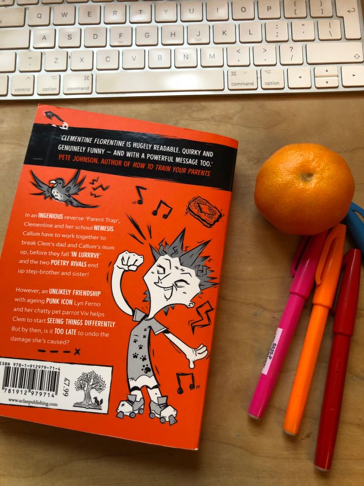 Image of back cover blurb of children’s book Clementine Florentine 