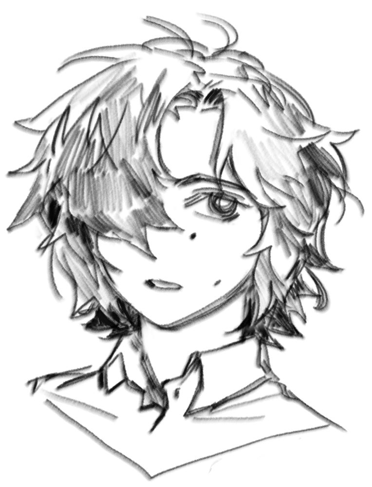 scraggly looking head portrait of march galang from the renowned series ghost agency (nonexistent)