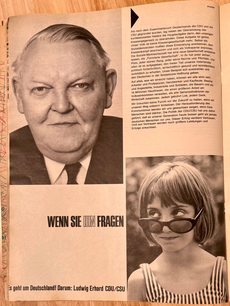 Werbeanzeige von Ludwig Erhard Seite 4: 2 sw-Fotos und viel Text