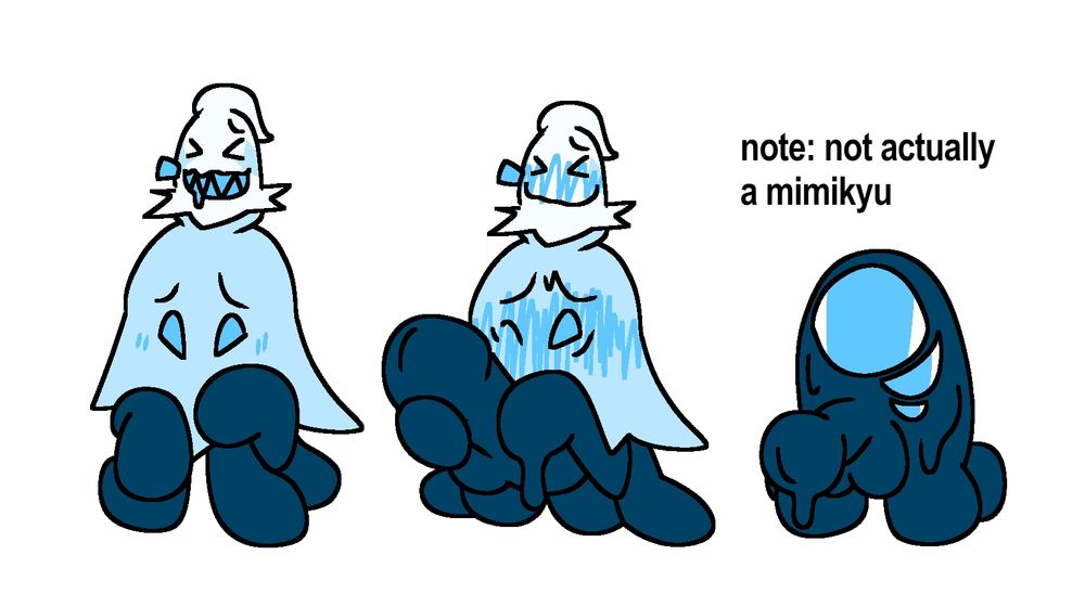 an anthro creature similar to a mimikyu wearing a vanillish costume. it has six legs.