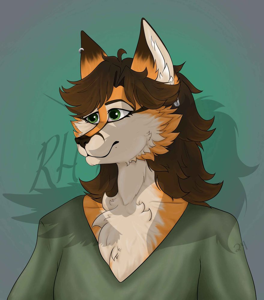 red fox anthro character mouth closed
