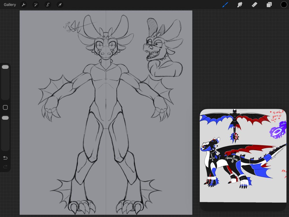 Front view of a night fury furry reference sheet
