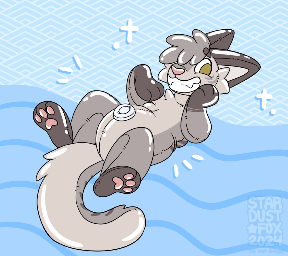 kitty turned into a pooltoy with their beans out