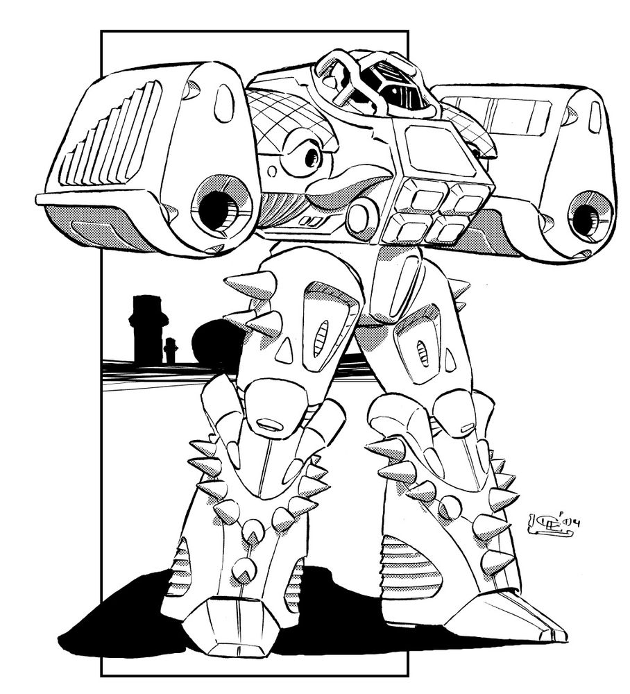 BMB-013 Bombard.  A 50-ton brawler, this 'Mech's various incarnations have paired heavy weapons, ranging from double Thunderbolt 15's in the base model to double AC/20's in the prototype to paired Clan Gauss Rifles.

The Bombard bets everything on being able to take down opponents with overwhelming force.  Its landspeed tops out at an Annihilator-level 32 kph, and the lack of jump jets further limits its mobility.  Fielded on an open battlefield, it will struggle.  But used as an area denial unit or an ambush predator, it is terrifying.