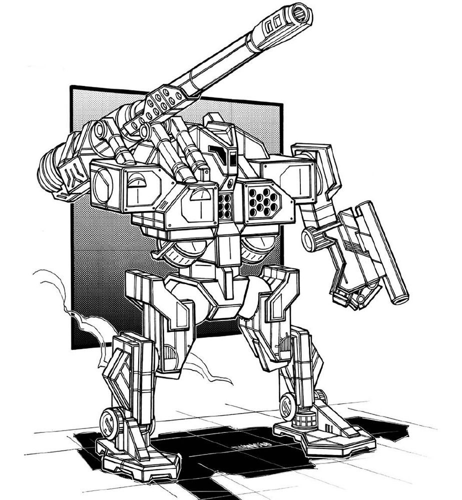 HEP-2H Helepolis.  One of the earliest 'Mechs to mount artillery, this 75-tonner's main weapon is the huge Sniper artillery piece which taxes its frame and heat sinks.  An LRM-10, SRM-6, Large Laser, and Medium Laser make up its backup weapons, but this is definitely something that will need an escort, as its 54 kph top speed will leave it easily outmaneuvered if left alone.

This also must have been one of the very first 'Mechs to mount double heat sinks, as the 2H model was released in 2567, the year the prototype double heat sink was first made.  The 2H was functionally identical to the original 2X model, except that it used double heat sinks instead of the hugely overstressed single heat sinks.