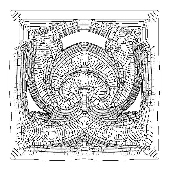 The same ornament with a different treatment, this time the cells are not warped but grow from the main shapes organically