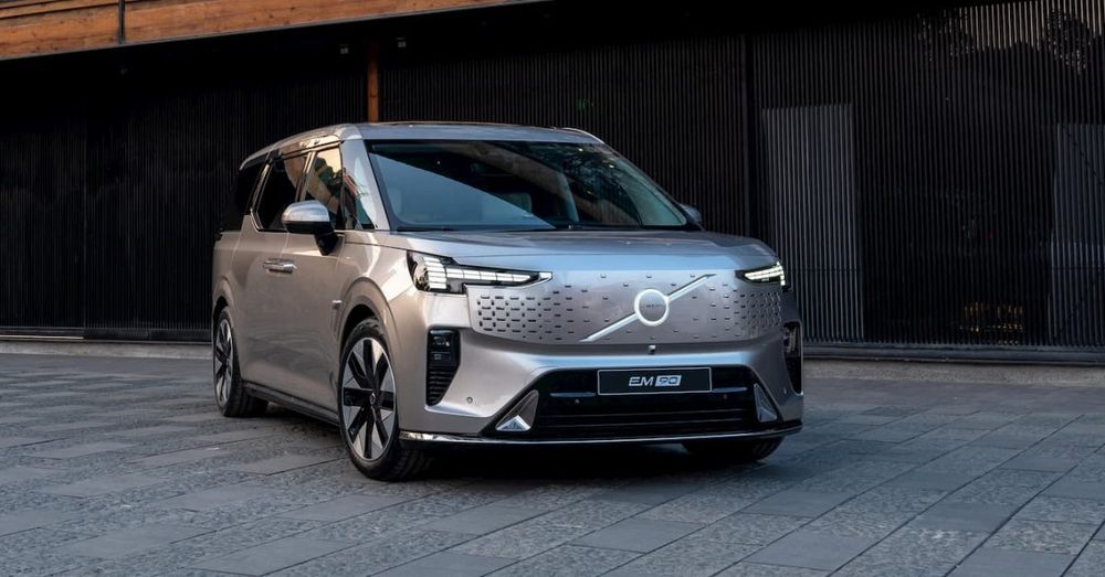 Volvo's first electric minivan, the EM90, officially rolls off the assembly line