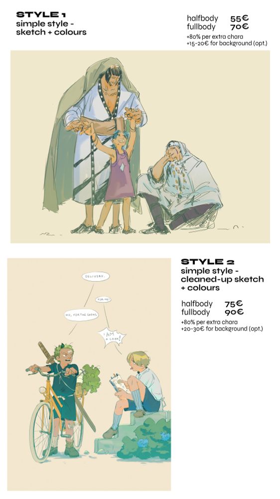 Commission price sheet
