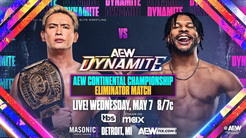 AEW Continental Title Eliminator
Kazuchika Okada vs Kevin Knight

After battling The Elite in recent weeks, rising star The Jet Kevin Knight will fight Kazuchika Okada in a Continental Title Eliminator Match on #AEWDynamite LIVE from Detroit, MI at 8pm ET/7pm CT on TBS + Max TOMORROW!