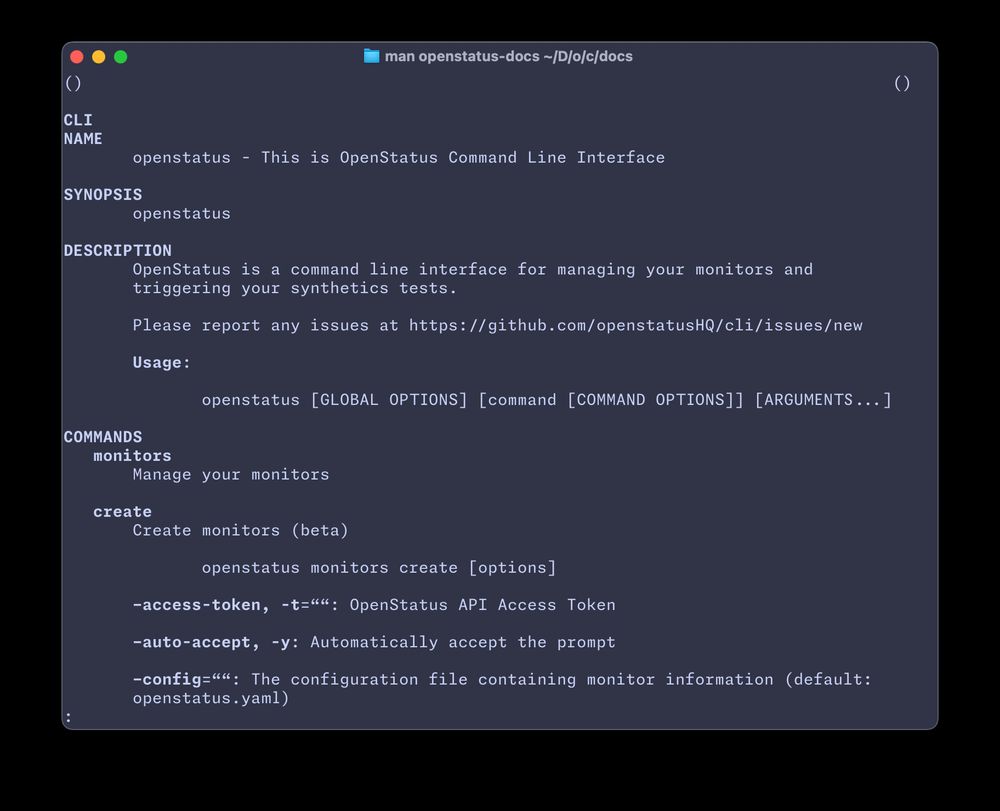 OpenStatus man page 