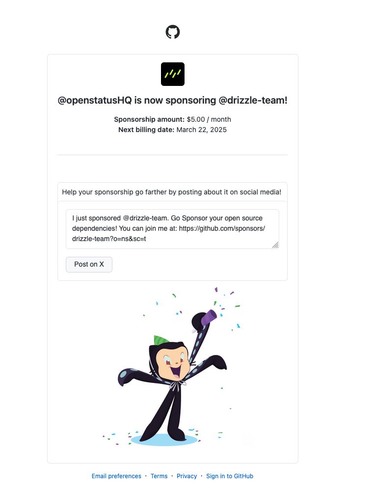 OpenStatus sponsoring drizzle