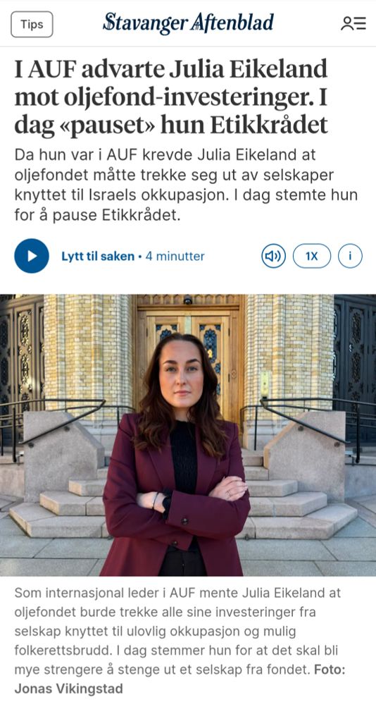 https://www.aftenbladet.no/lokalt/i/Mnx3oR/i-auf-advarte-julia-eikeland-mot-oljefond-investeringer-i-dag-pauset-hun-etikkraadet.