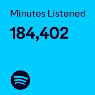 Spotify wrapped badge showing 184,402 minutes listened in 2024
