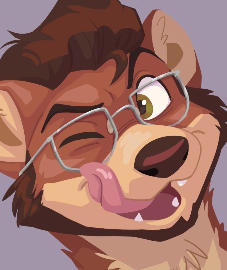 a glasses-wearing weasel winks and mlammos