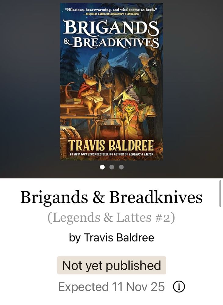 Cover for the book Brigands and Breadknives (Legends and Lattes #2) by Travis Baldree