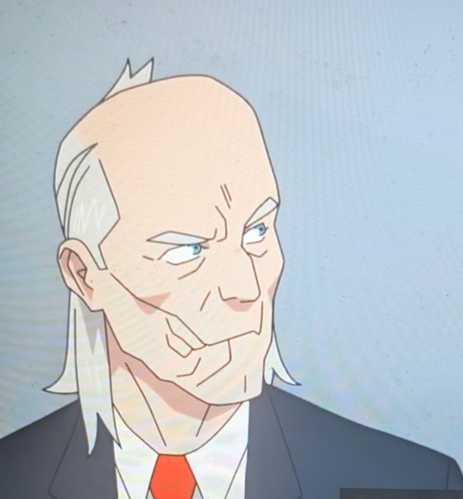 A picture of a screen cap of Cecil from Invincible, taken on a phone