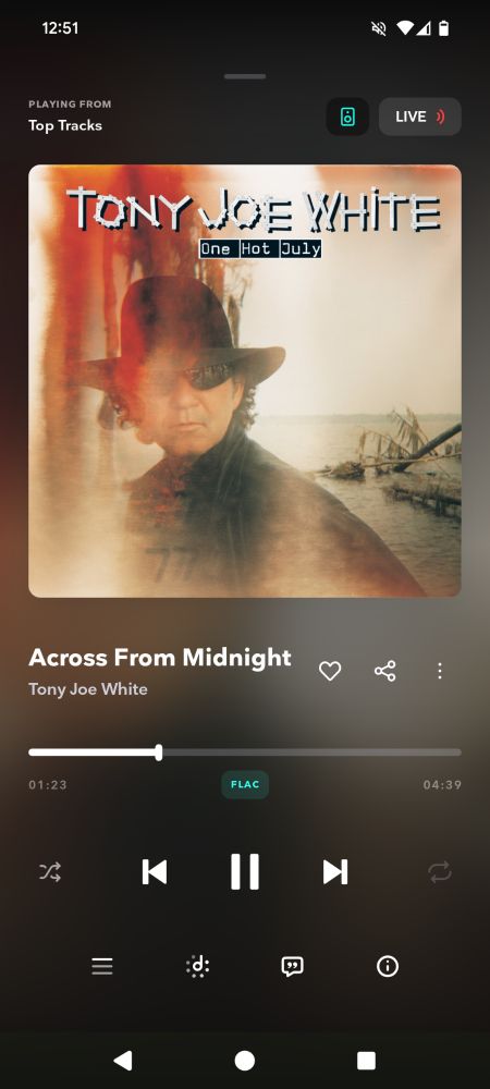 Tony Joe White streaming from Tidal through a SONOS speaker 