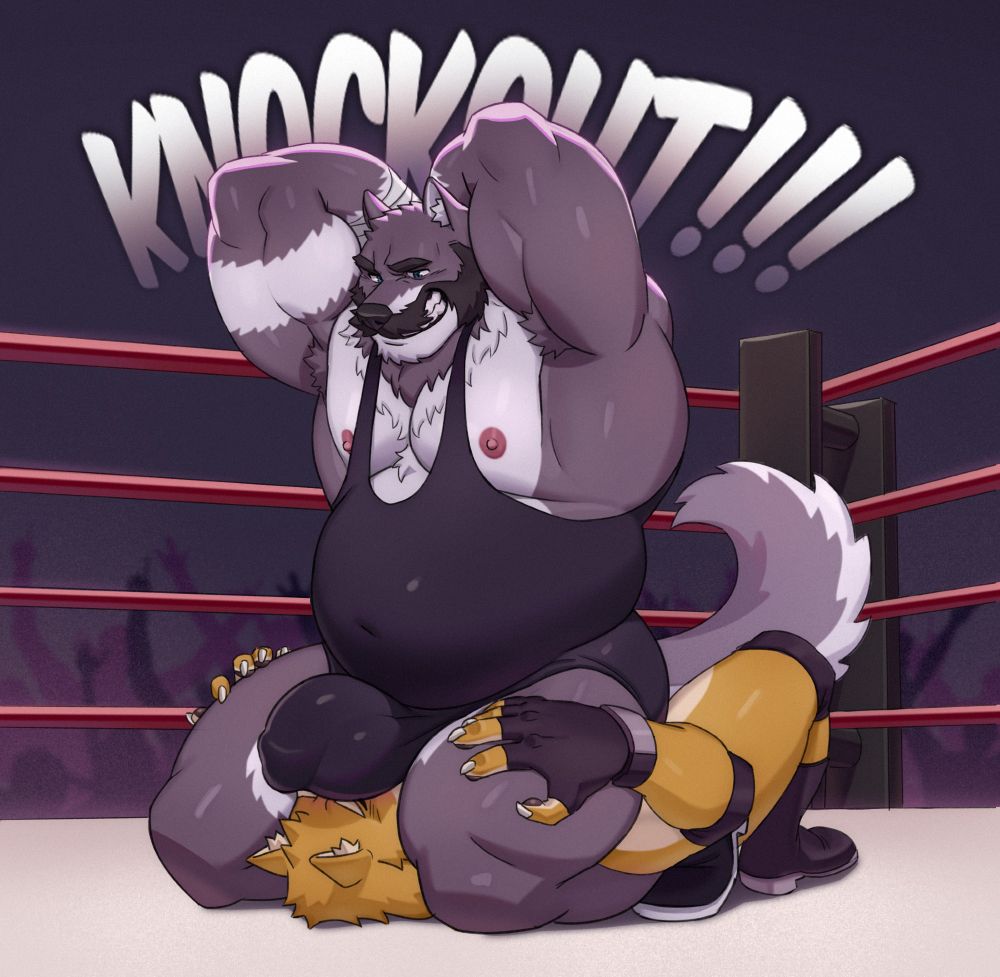 wrestling themed nsfw illustration