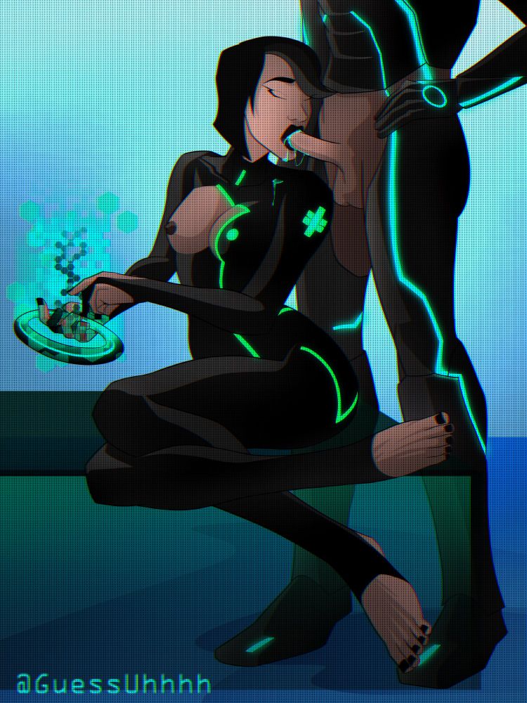Paige from TRON Uprising before joining Tesler making sure a program code is healthy