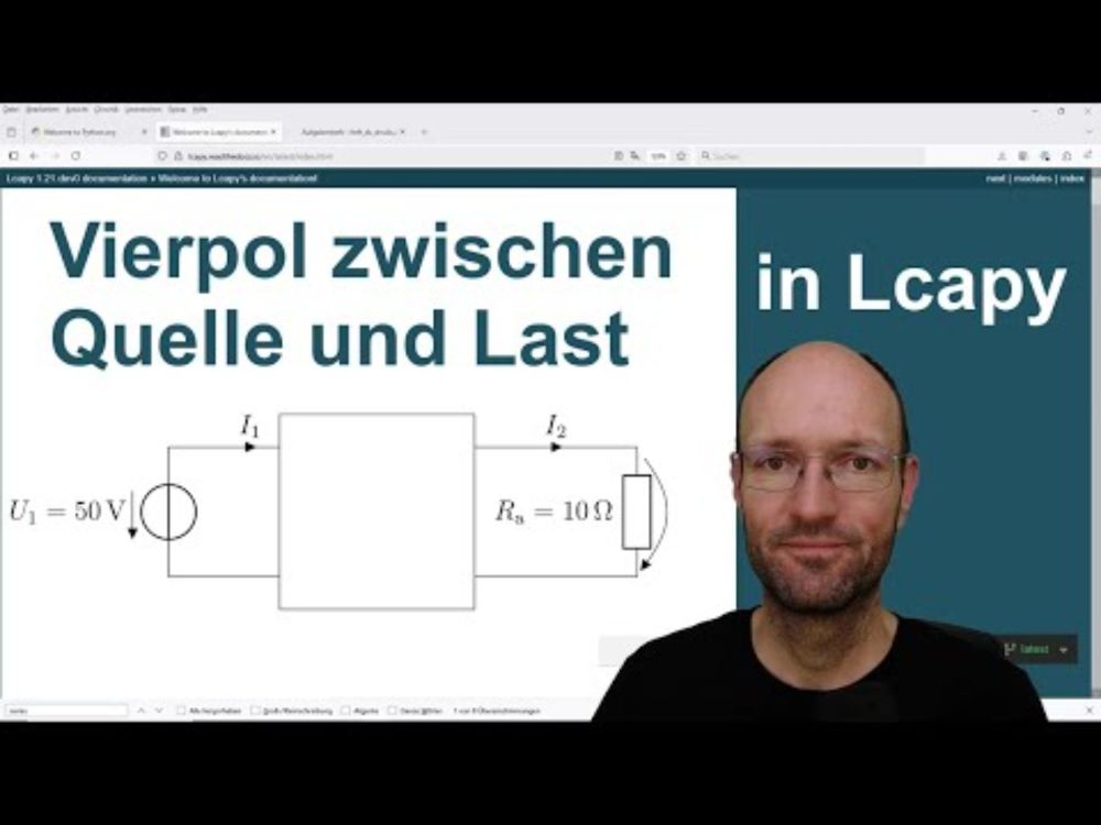 Lcapy-Tutorial zur Berechnung der Ströme und Spannungen an einem Vierpole zwischen Quelle und Last