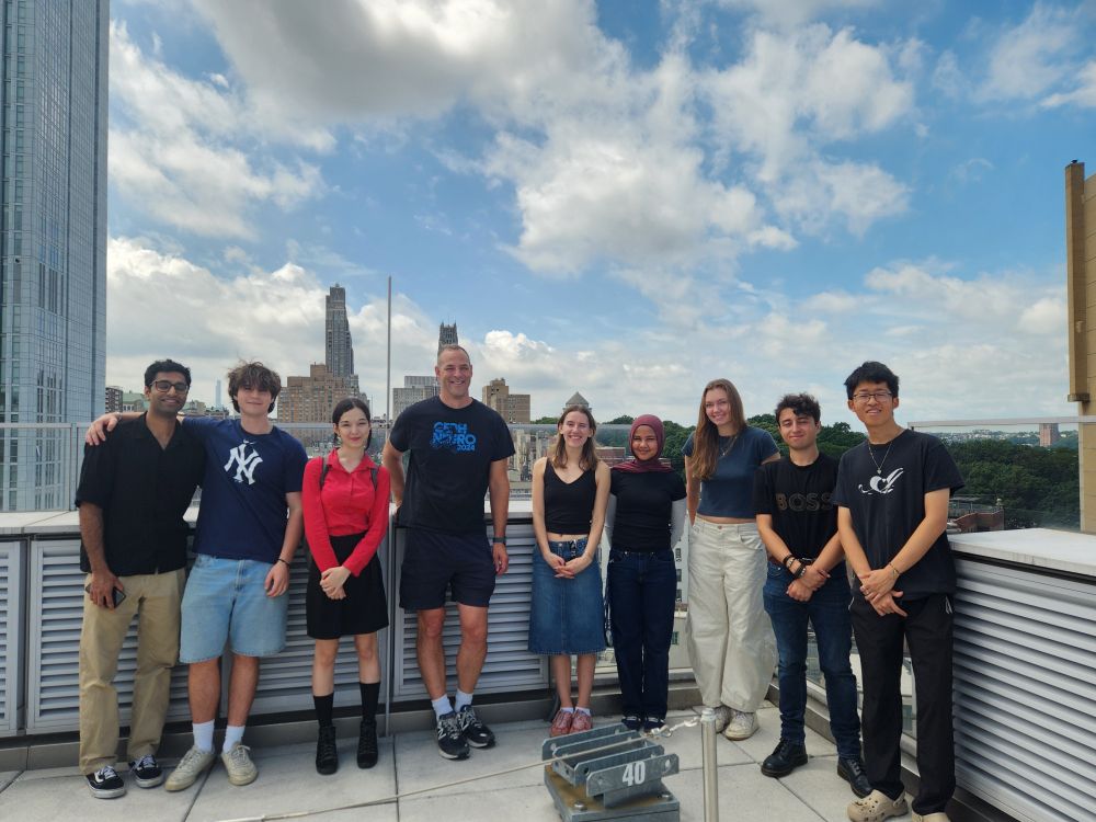 SRP interns and Darcy Peterka on the terrace of the Institute