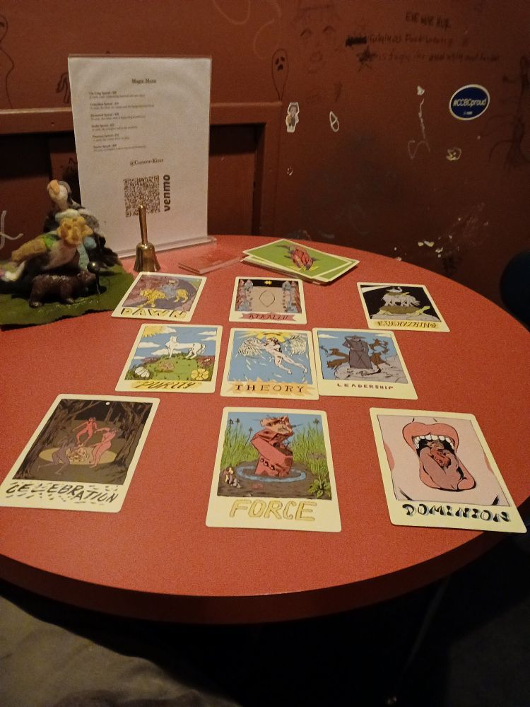 Fortune telling cards arranged in a spread