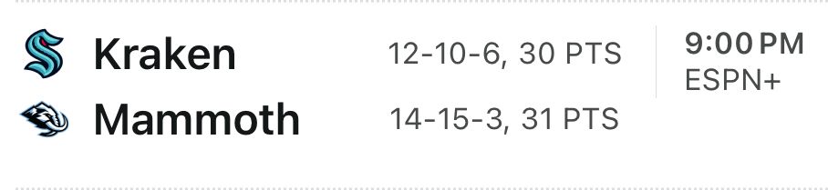 NHL match, Seattle Kraken at Utah Mammoth 