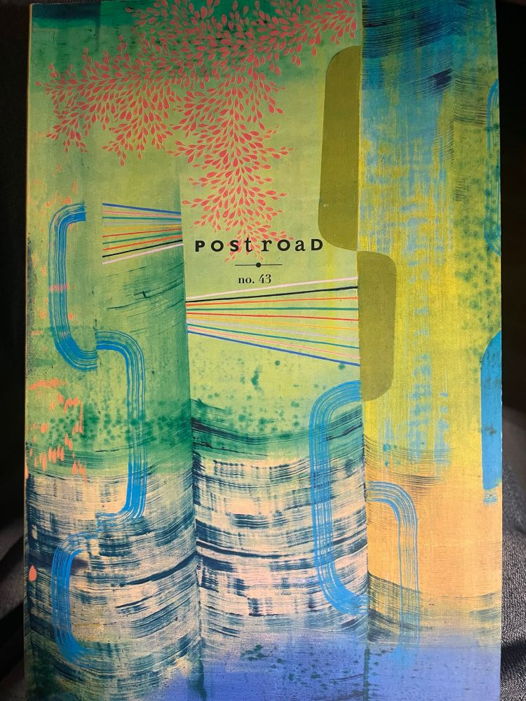 Cover of POST ROAD 43 in bright green and blue 