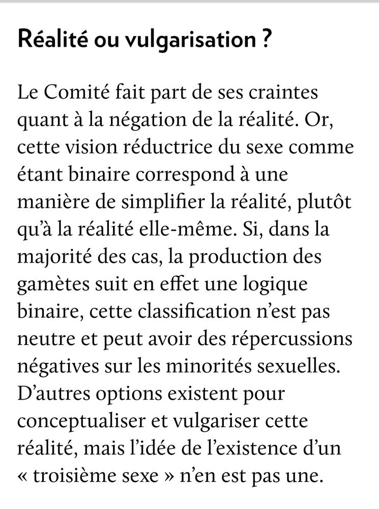 Capture d'écran de l'article: réalité ou vulgarisation. 