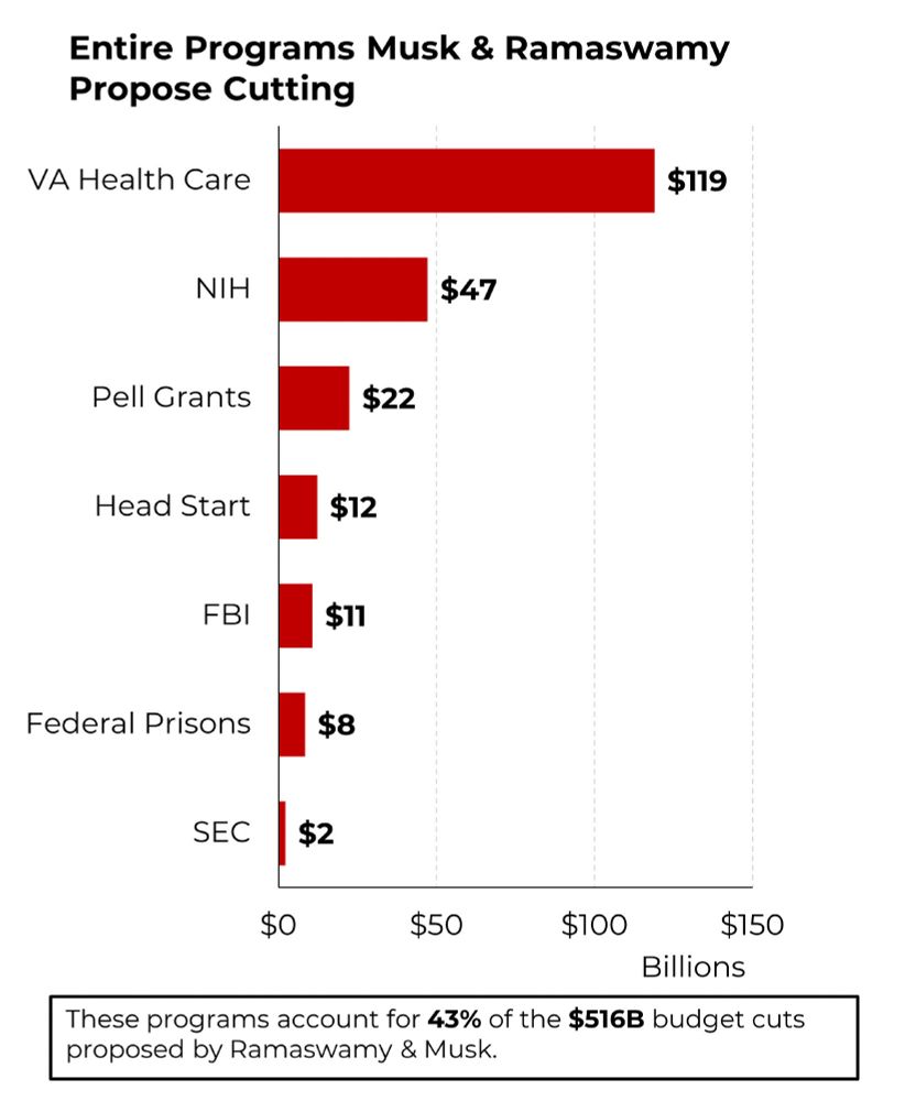 Graph titled "Entire Programs Musk and Ramaswamy propose cutting."