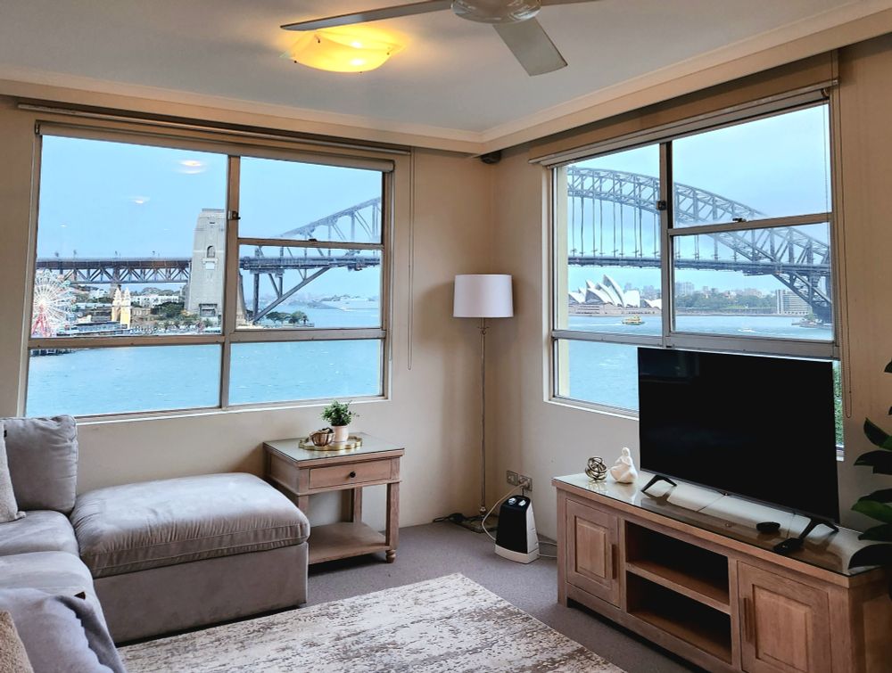 A view of Sydney Harbor from an apartment 