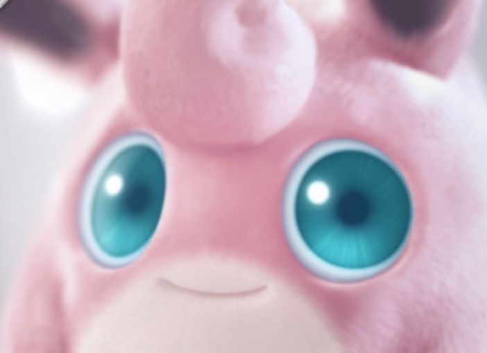 Wigglytuff, with great intention in its eyes.