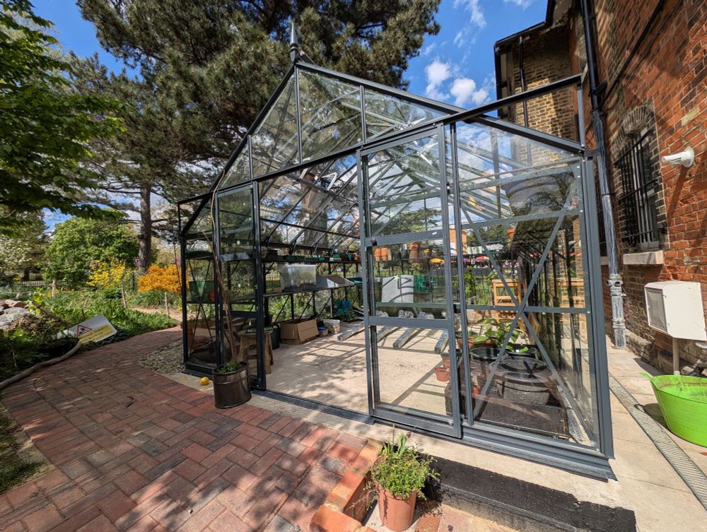 A large greenhouse in the sunshine 